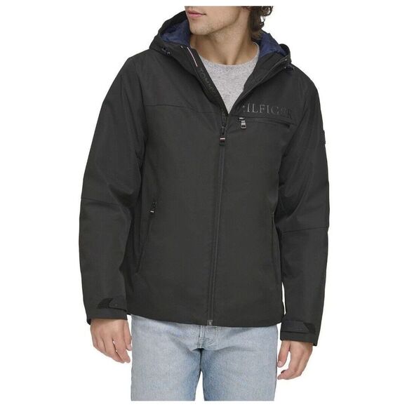 Tommy Hilfiger Men's XL Performance Jacket Coat Full Zip Lined Black NWT $160 - Picture 1 of 11